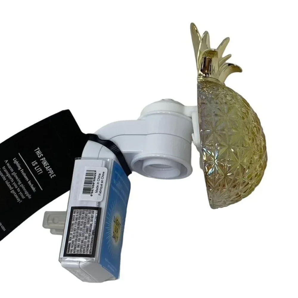 Bath & Body Works Gold Pineapple Fiber Optic Glow Wallflower Night Light Plug